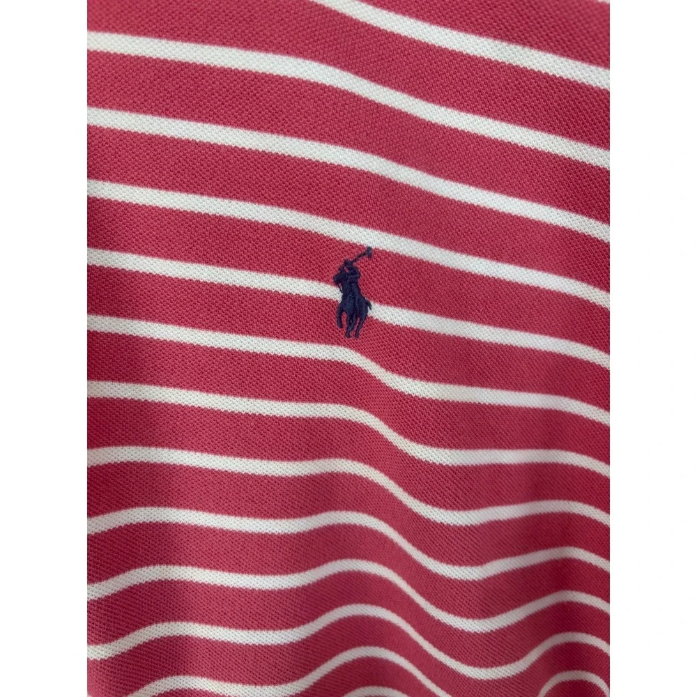 Polo Ralph Lauren Men 3XLT Tall Salmon White Striped Pique Polo Shirt Big & Tall